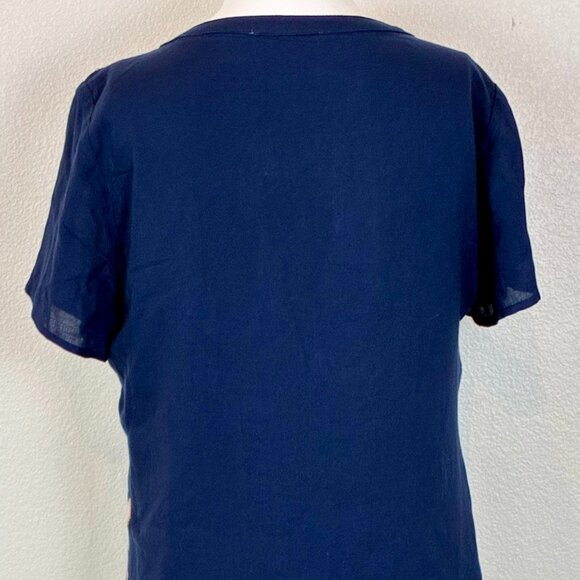 Anthropologie Skies Are Blue Mini Dress XS Embroidered Floral Navy Tassel Boho - Picture 6 of 15